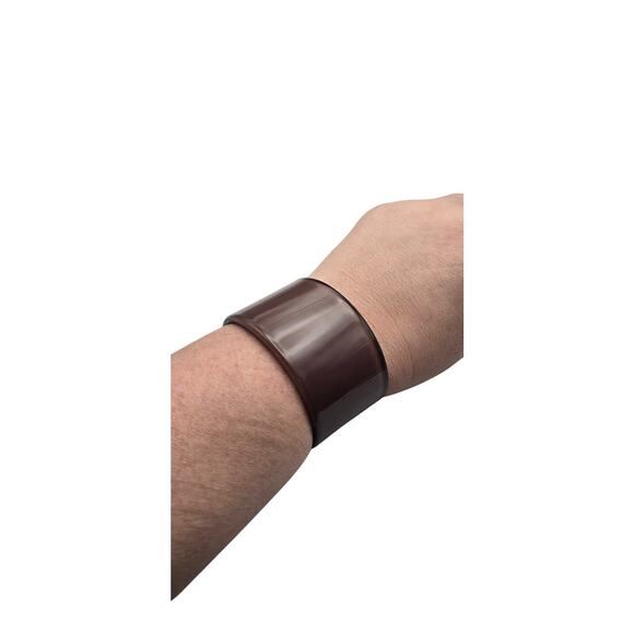 Vintage Brown Lucite Cuff Bracelet - Wide Chunky Bangle - Picture 1 of 7